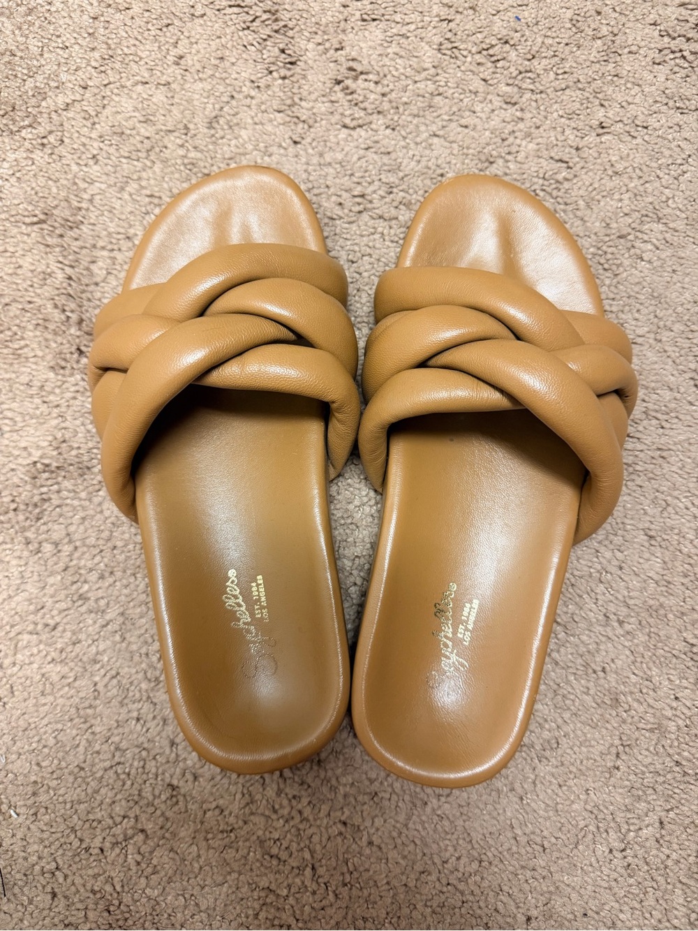 Braided Slide Sandals in Tan - Women
